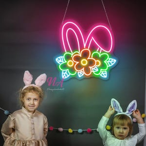 Bunny Ears Neon Sign, Happy Easter Decor, Bunny Rabbit Light Up, Bunny Rabbit Sign, Rabbit Nursery Bedroom Decor, Nursery Bedroom Decor