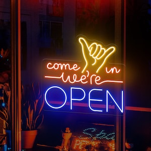 Come in We&#39;re Open Sign, Open business Sign, Open bar Led Sign, Open Restaurant Neon Sign, Open Sign Led Lights, Shop Front Sign, Father Day