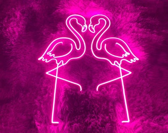 Paar kussende flamingo's Neon Sign, Flamingo Neon Sign, Flamingo Home Decor, Led Sign voor slaapkamer, Pink Light Up Sign, Valentijnscadeau