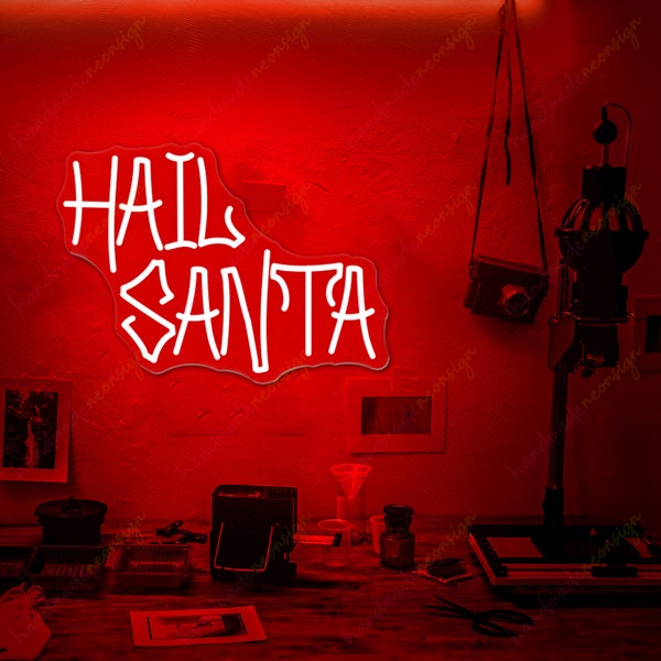 Hail Satan Neon Sign,Custom Halloween LED decor, Goth Wedding, Dark DecorHail Santa Neon Sign, Spooky/Horror sign