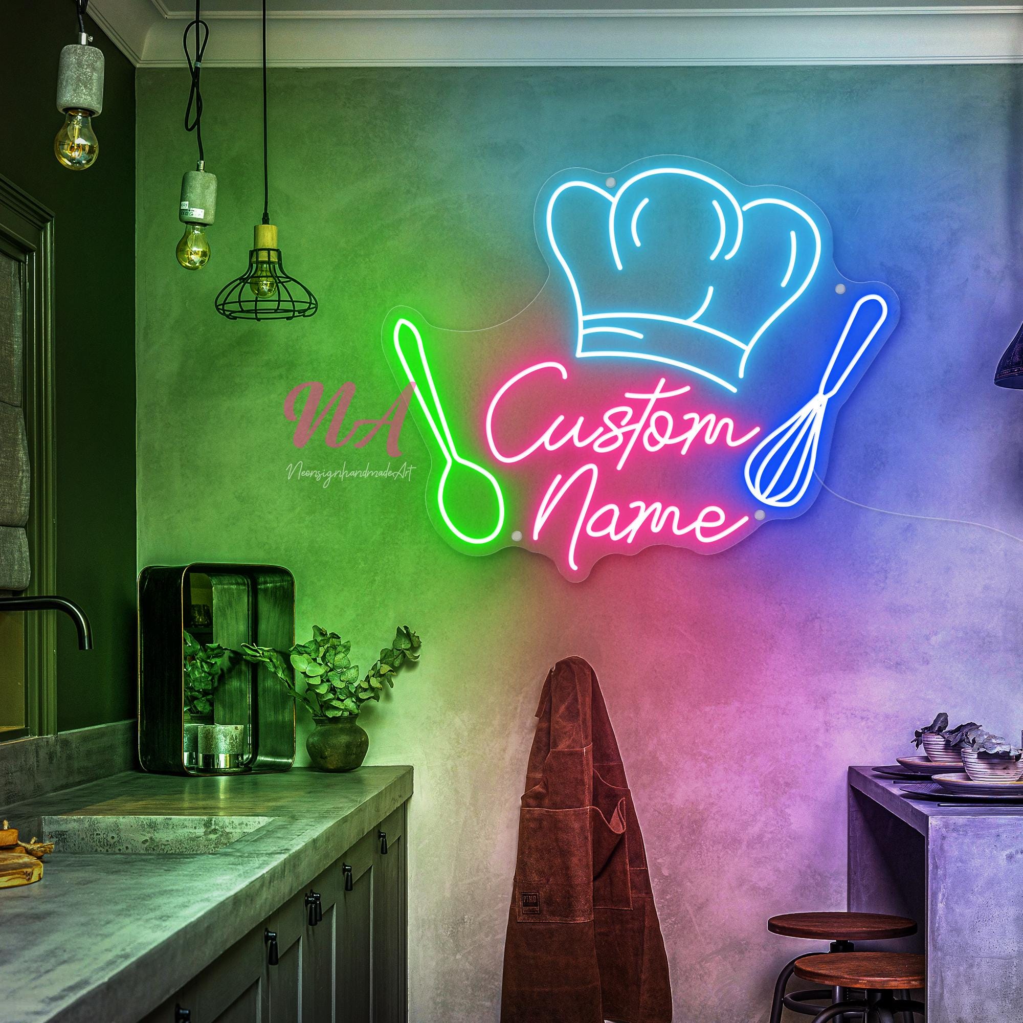 Custom Chef Hat Neon Sign: Personalized Kitchen Decor - Etsy