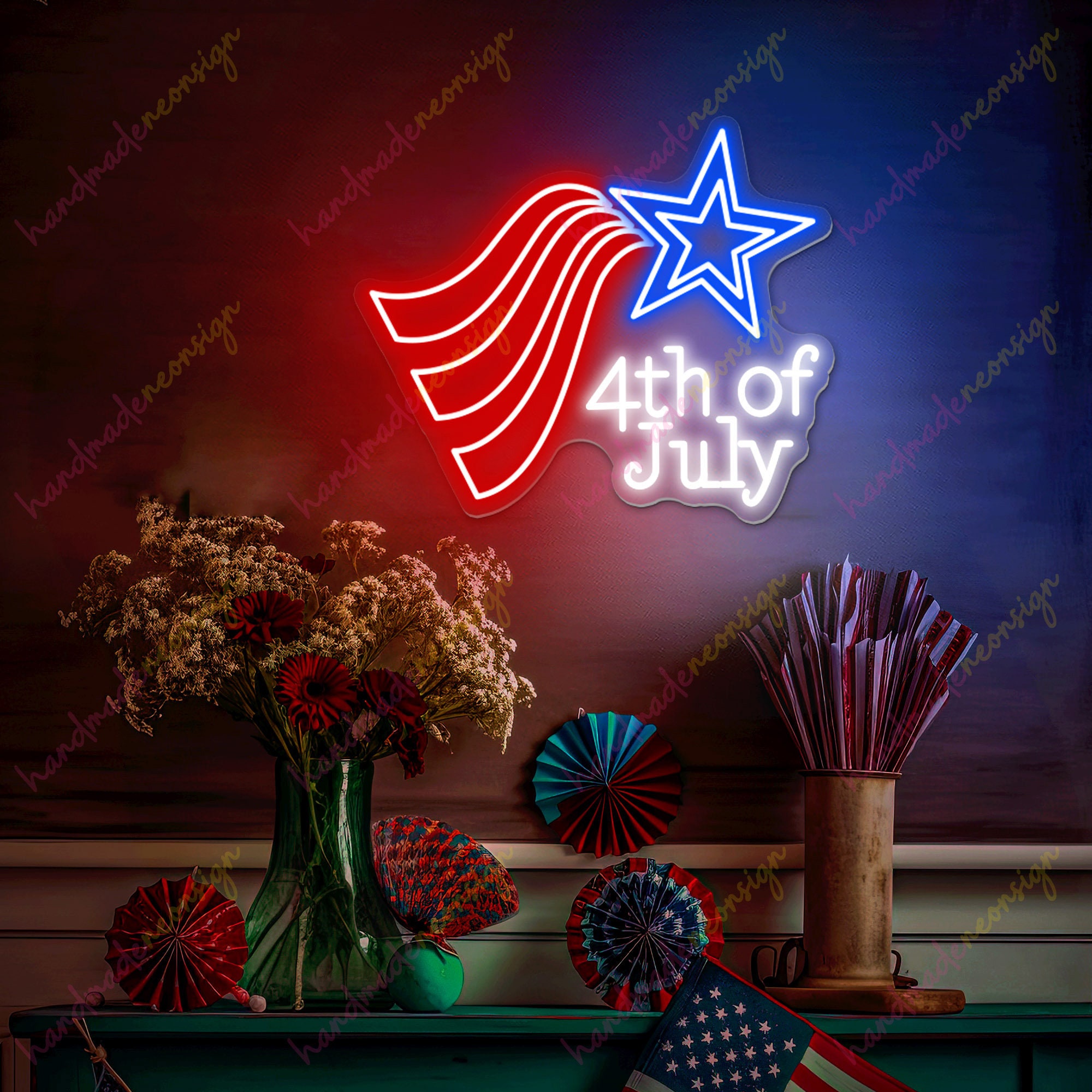 Neon Stars Stripes - Etsy