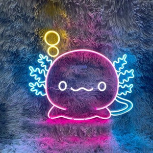 Axolotl Neon Sign, Ocean Axolot, Hologram Light, Kawaii Decor, customizable neon sign, wall decor art, LED Neon Sign, Neon gift