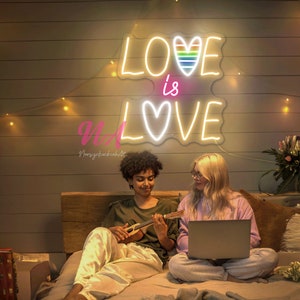 Miłość jest miłością Neon Znak Duży lesbijski Znak Energii Światła LGBT Pride Miesiąc Dekoracji Neon Znak Dumy Gejowskiej Dekoracja Ścienna Imprezy Biseksualnej Znak Led Dumy Gejowskiej