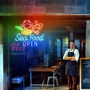 Seafood Open LED-Neonschild: Restaurant Decor