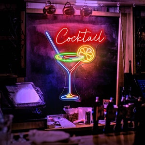 Cocktails Neon Lights, Cocktail Bar Sign, Restaurant Sign Coconut Tree Home Pub Bar Wall Decoration Beer Led Neon Sign,Personalized gifts