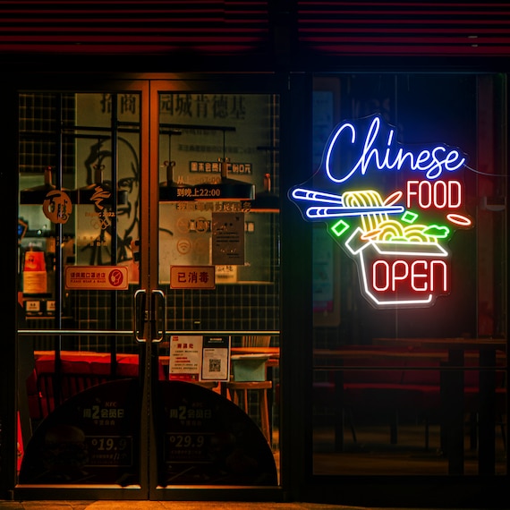 中華料理ネオンサイン：オープンラーメンボウル LED ロゴ - Etsy 日本