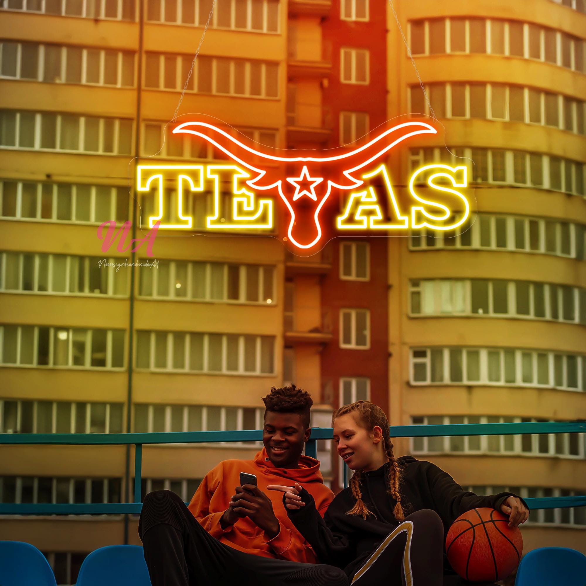 Texas Longhorns Logo Leuchtreklame: Benutzerdefinierte Western Wanddekoration