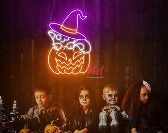 Pumpkin Cat Neon Sign, Halloween Decor