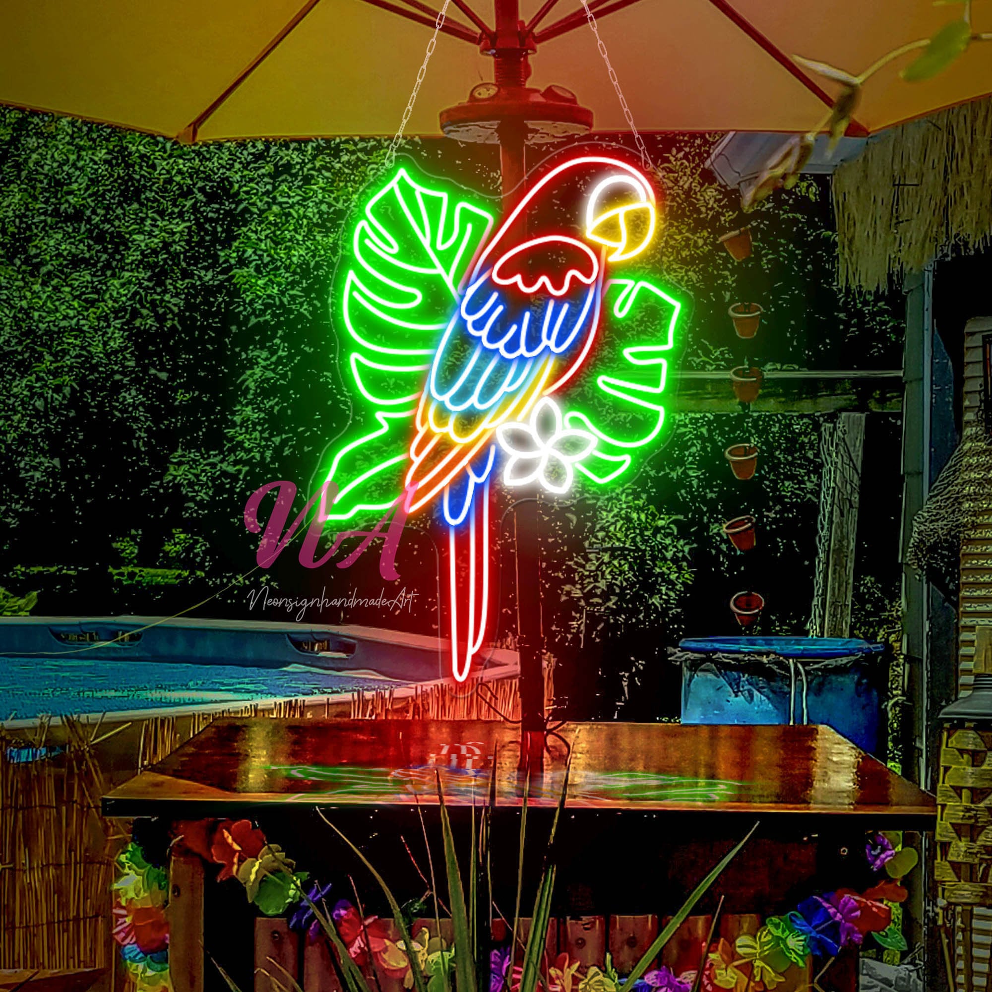Parrot Neon Sign, Jungle Bird Led Neon Sign, Custom Neon Parrot Neon Sign, Jungle Bird Led Neon Sign, Custom Neon