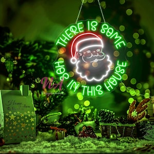 There Is Some Hos In This House Neon Sign, Christmas Neon Light, Christmas Party Decoration, Christmas Porch Sign Yard, Outdoor Garden Light