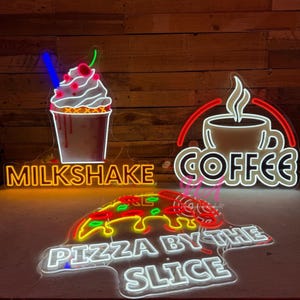 Custom Logo Restaurant Sign Food Neon Logo Sign Wall Decors Led Lights Business Logo Coffee Bar Sign Room Decors Handmade Restaurant Sign
