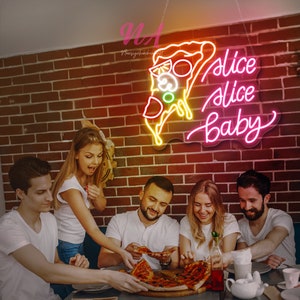 Slice Slice Baby Pizza Neon Sign, Pizza Wall Decor Sign, Custom Neon Sign, Pizza LED Neon Sign, Kitchen Neon Sign, Fast Food Neon Sign