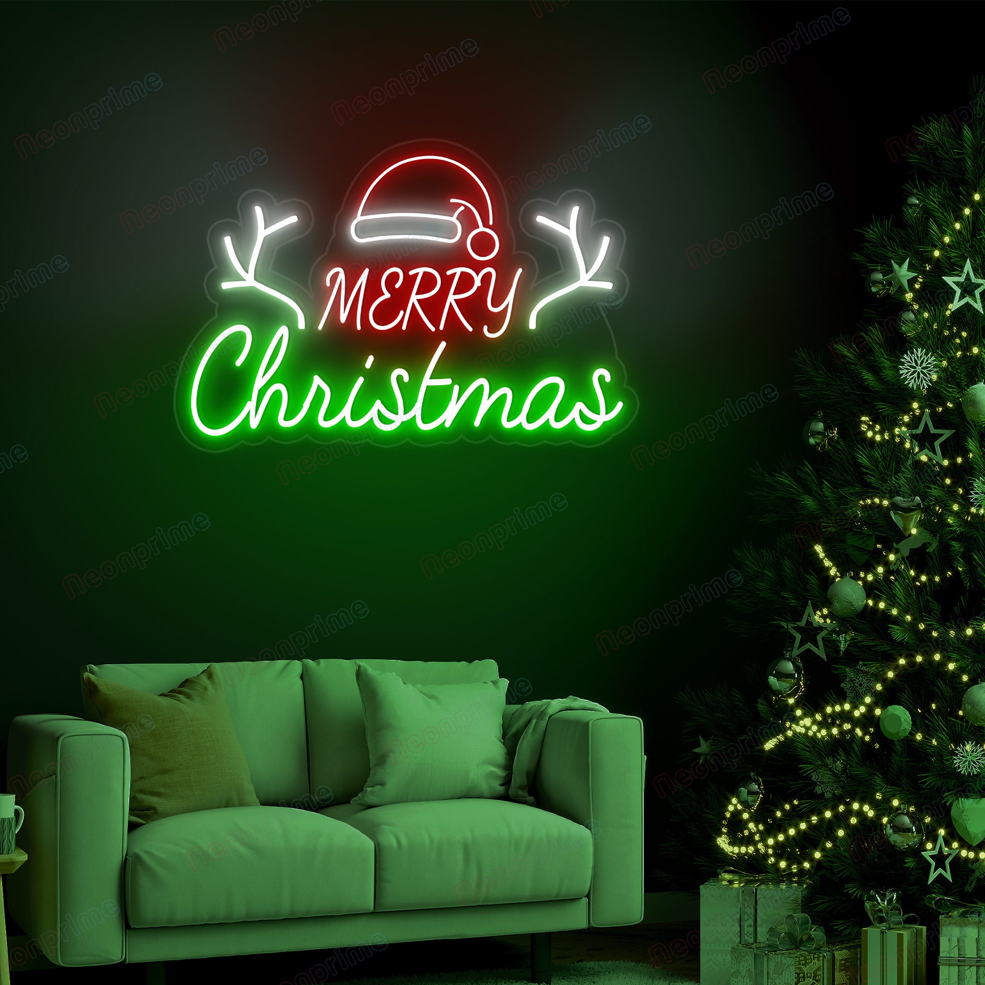 手作りクリスマスネオンサイン：メリークリスマスの壁飾り - Etsy 日本