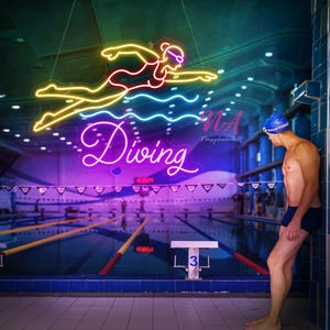 Diving Neon Sign, Diving Club Neon Sign, Diving LED Neon Sign, Scuba Mask Neon Sign, Scuba Diving Sign, Club Decor Wall, Business Neon Sign