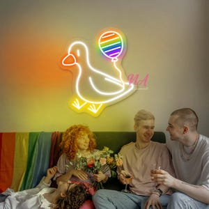 Kaczka balon LGBT neonowy znak niestandardowy kaczka neonowy znak gejowski neonowy znak szczęśliwy LGBT Pride prezent dla pary niestandardowy LGBTQ miesiąc dumy neonowe światło