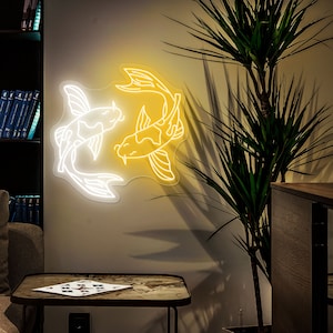 Koi Fish Neon Sign, Koi Fish Wall Decor, Japanese Neon Sign,Custom Japan Neon Sign,Koi Lover Gift,Gaming Room,Kanji Neon Sign,Fish Neon Sign