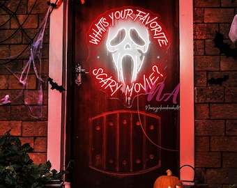 Scary Movie Neon Sign, Scary Movies Room, Gothic Decor, Horror Movies Gift, Spooky Room Neon, Gothic Decor, Horror Fan Gift