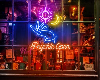 Psychic Open Neon Sign: UV Print Acrylic LED Decor