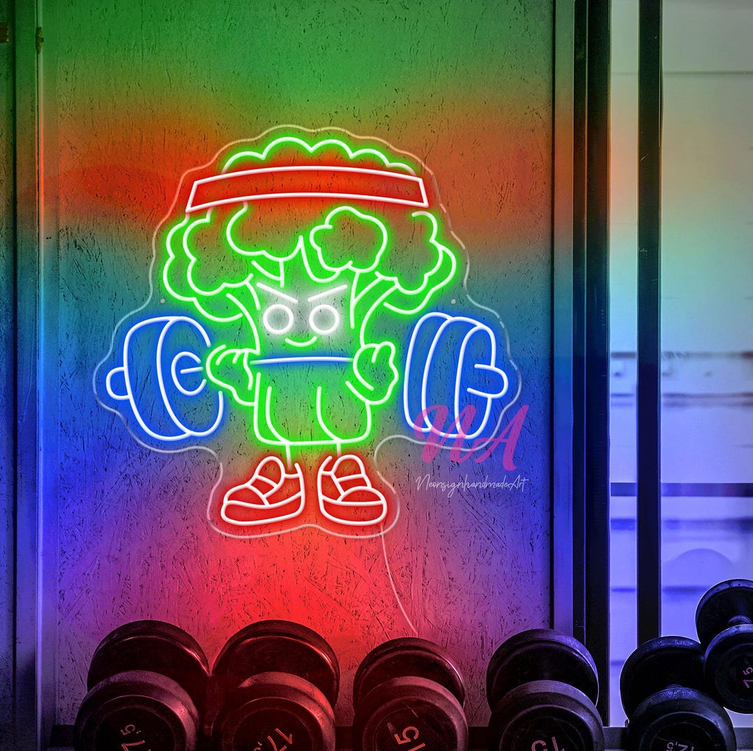 Broccoli Gymmer LED Neon Sign, Broccoli Led Sign, Gymmer Led Light, Gym ...