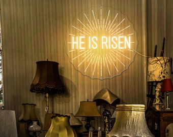 He is Risen Neon Sign: Easter Decor, Religious Gift