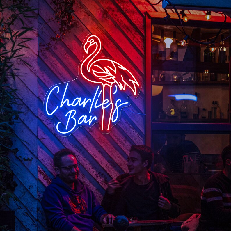 Custom Flamingo Neon Bar Sign: Personalized Mancave Decor - Etsy