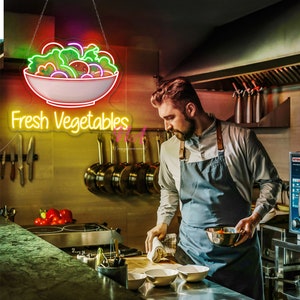 Fresh Vegetables Neon Sign, Vegetables LED Neon Sign, Healthy Food Neon Sign, Salad Neon Sign, Custom Neon Sign, Vegetable Decor Wall