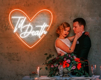 Til Death neonbord bruiloft neonbord, Til Death neonbord, neonbord, neonbord aangepast, bruiloft aangepast neonbord, valentijnscadeau