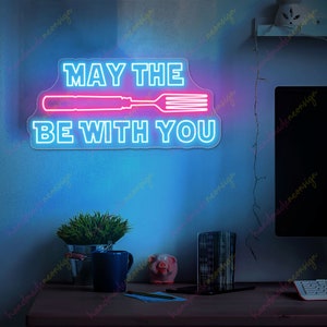May the forks be with you LED Neon Sign, Funny Neon sign,Gift for him, Father&#39;s Day Gift, Cooking Neon sign, Custom Neon sign, Gift for her