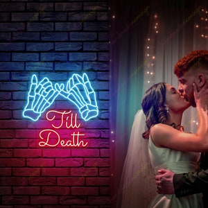 Til Death Neon Sign, Wedding Neon Sign, Custom Neon Sign, Til We Are Ghost Neon Sign, Gothic home decor, Wedding Backdrop Decor