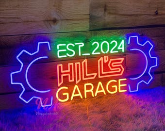 Custom Name Garage LED Neon Sign, Personalized Wall Decor