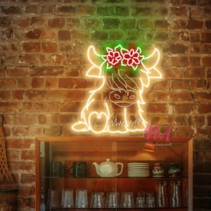 Highland Cow Neon Sign, Shetland Cow Neon Sign, Highland Herd Custom Neon Sign, Western Bull led Sign, Farmhouse sign Custom Patio Neon Sign