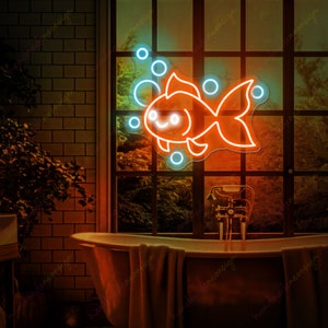 Goldfish Neon Sign, Cute Goldfish Led Sign, Wall Decor, Aquarium decor Neon Sign, Custom Neon Sign, Fish Decor, Dining Room Wall, Best Gifts