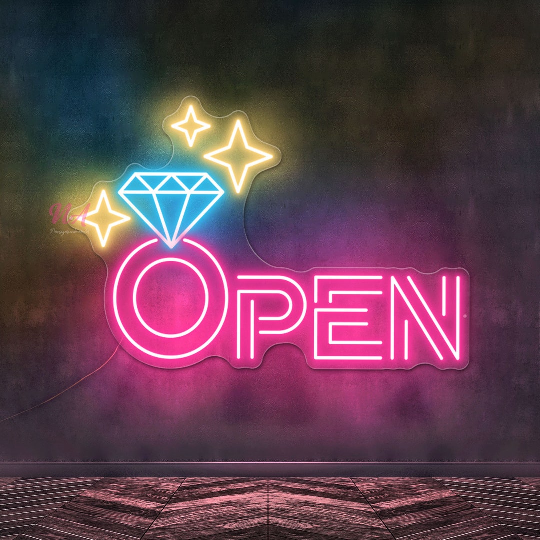 Diamond Open Neon Sign: Jewelry Store Decor - Etsy