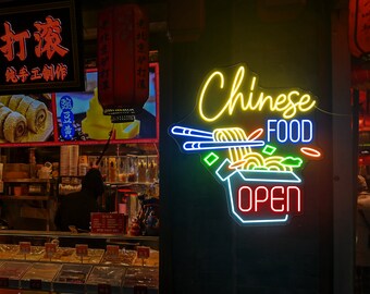 中華料理ネオンサイン：オープンラーメンボウル LED ロゴ - Etsy 日本
