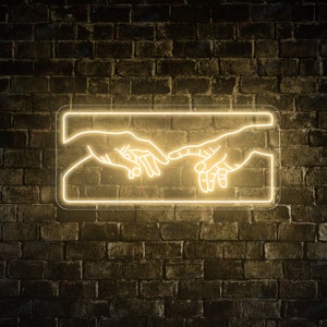 Hand of God Neon Sign wall art, Neon sign Light Office Living Room Interior Design, Neon sign decor, personalized wedding, personalized gift