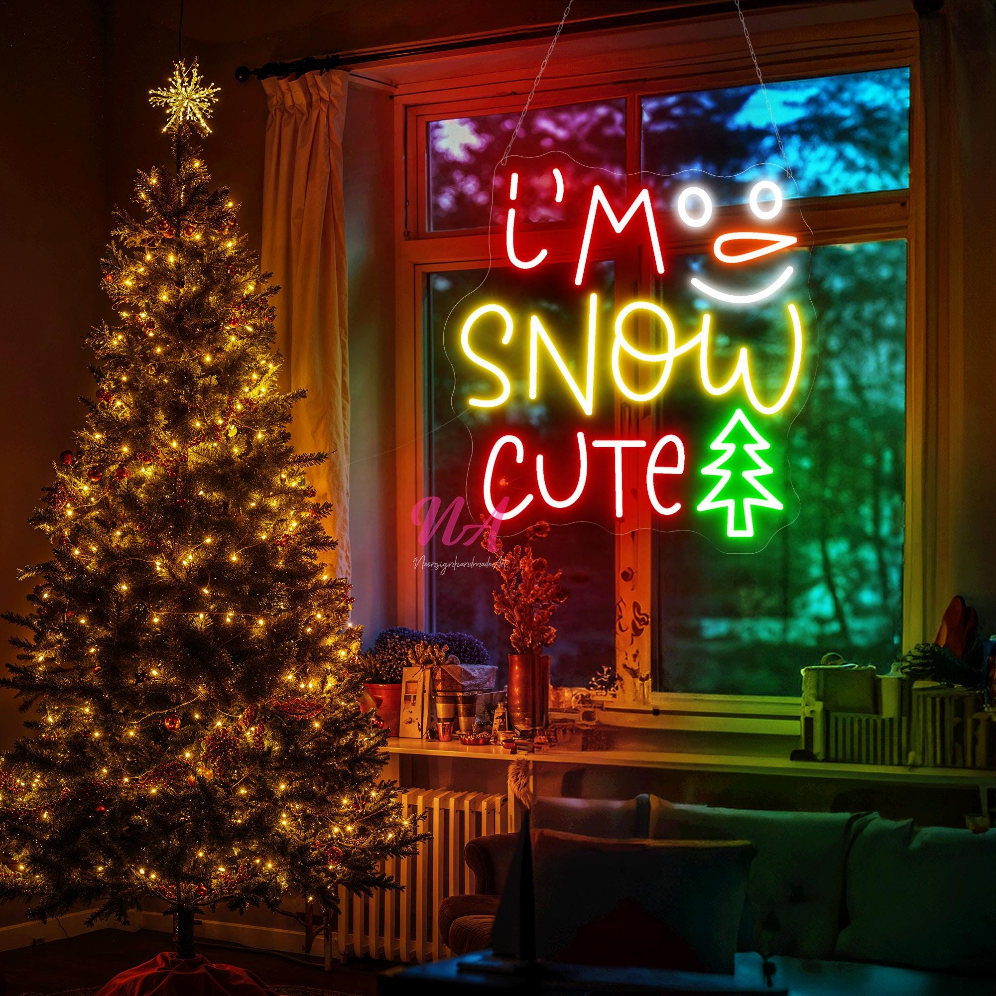 I'm Snow Cute Neon Sign, Merry Christmas Sign, Christmas Tree Decor ...
