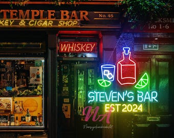Insegna al neon a LED con nome personalizzato: decorazione da parete con alcol