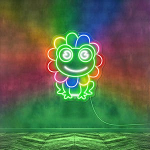 Rainbow Frog Neon Sign, Frog LED Light, Rainbow Neon Wall Sign, LGBT Sign, Custom Kids Gift, Bedroom Wall Art, Vibrant Wall Decor