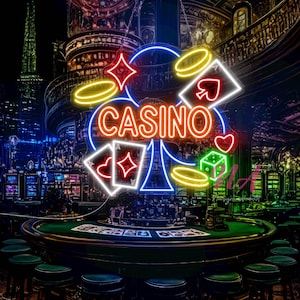 Casino Bar Lounge-neonbord Custom Casino-neonbord Poker Room 777 Lucky-bord Aangepast bord Game Room Decor Jackpot Casino Decor Slotmachine