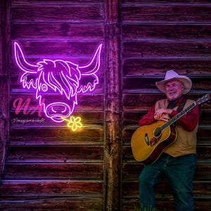 Highland Cow Neon Sign, Cow Neon Sign, Farm Animal LED Light, Highland Cow Decor, Cow Head Neon Sign, Neon Light Farmhouse , Western Decor