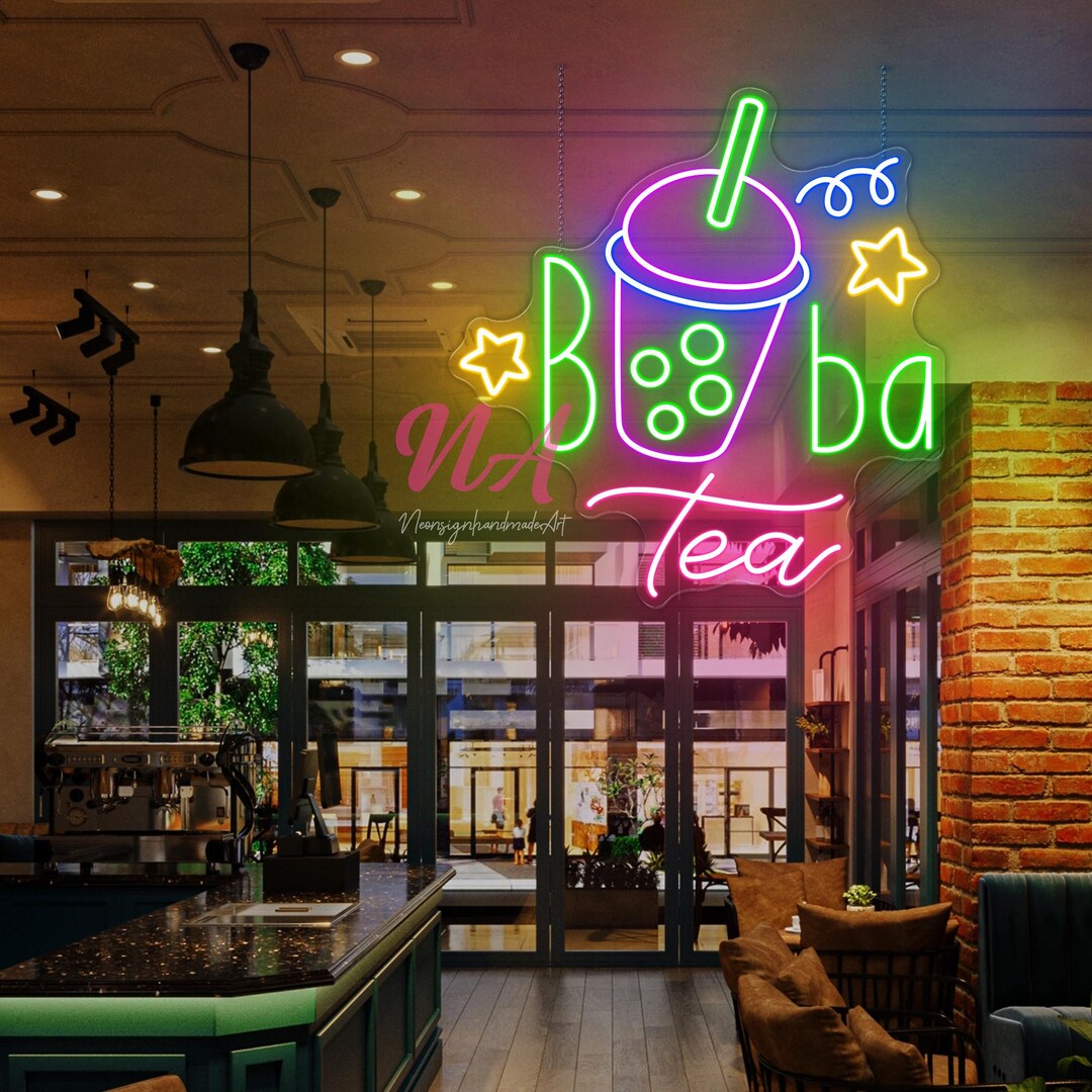 Boba Tea Neon Sign, Boba Tea Shop Decor, Boba Tea Lights, Boba Tea Wall
