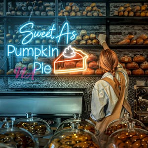 Sweeter Than Pumpkin Pie Neon Sign, Cake Neon Sign, Cream Cake Neon Light, Bakery Led Light, Kitchen Room Wall Decor, Baker Neon Light