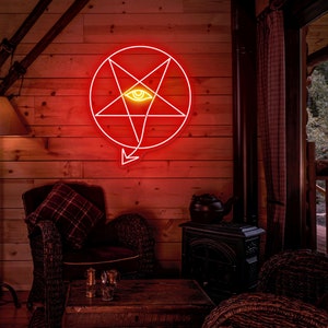 Satanic Pentagram Neon Sign party sign decor pentagram LED sign Gothic Decor Evil Satanic Symbol Led inverted pentagram sign Decoration