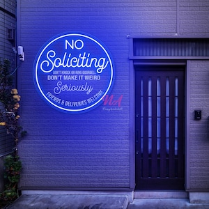 No Soliciting Neon Sign No Soliciting LED Sign Please No Soliciting Sign Friendly No Soliciting Light Front Door Sign Shop Wall Welcome Sign