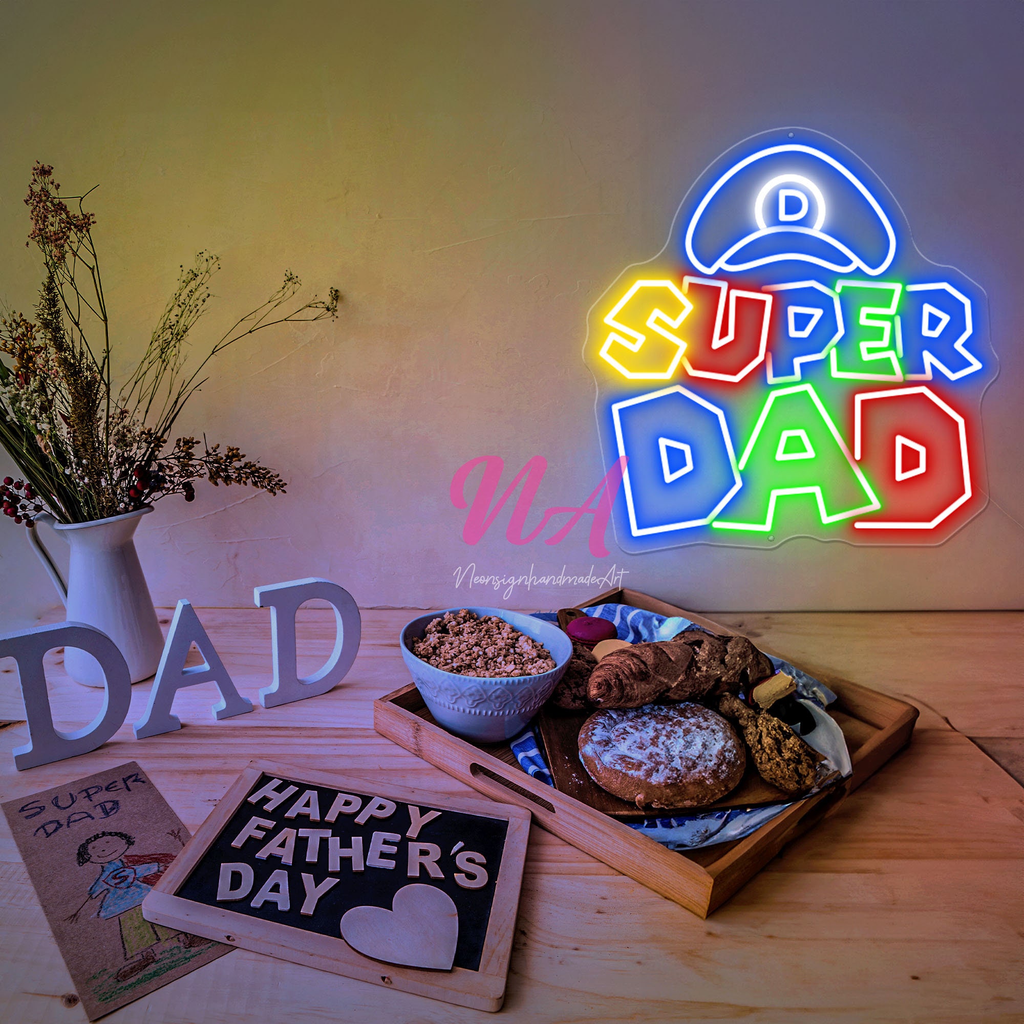 Super Dad Neon Sign: Colorful LED Light, Father's Day Gift - Etsy