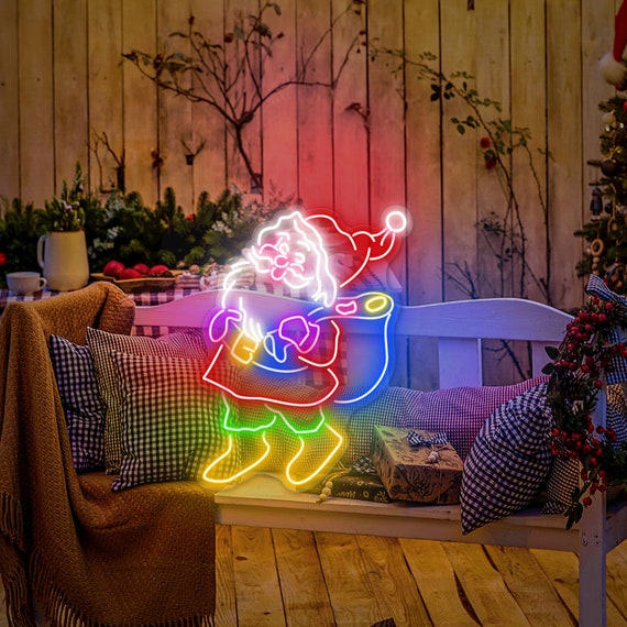 Weihnachtsmann Leuchtreklame: Frohe Weihnachten Urlaub Dekor