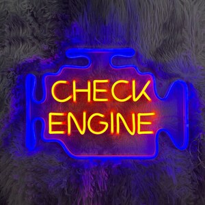 Check Engine LED Neon Sign, Gift for Car Lover, Check Engine Light Sign,Gift For Dad, Gifts for car guys, Auto Shop Signage,Custom neon sign