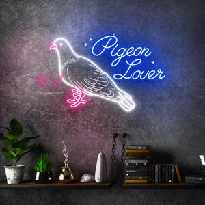Pigeon Lover Neon Sign, Pigeon LED Neon Sign, Pigeon Decor Wall, Custom Neon Sign, Bedroom Decor Sign, Bird Neon Sign, Peace Dove Decor Wall