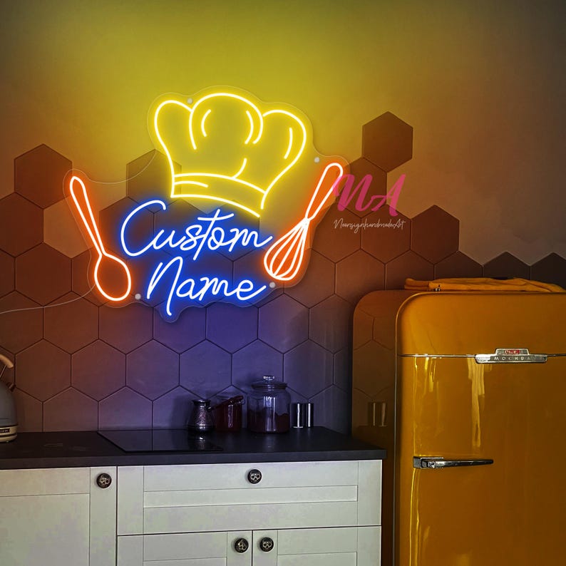 Custom Chef Hat Neon Sign: Personalized Kitchen Decor - Etsy